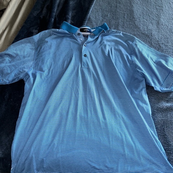 Callaway Men's Light Blue Striped Polo Shirt - Picture 1 of 3
